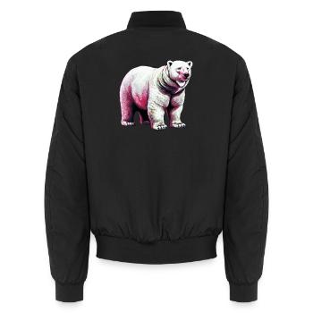 White polar bear - Unisex Bomber Jacket - black - Back - AI Model Male 185 light (185cm)