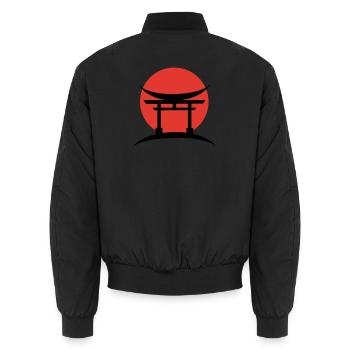 Abstrakter Farbverlauf Japanisch Torii - Unisex Bomberjacke - Schwarz - Hinten - AI Model Male 185 light (185cm)