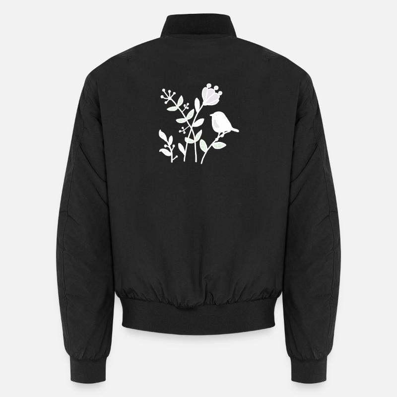 Natur_mit_Vogel_weiss - Unisex Bomberjacke - Schwarz