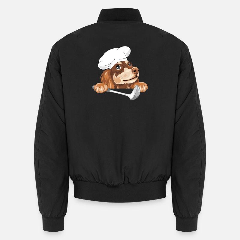Träumender Dackel Koch mit Schöpfkelle - Unisex Bomberjacke - Schwarz