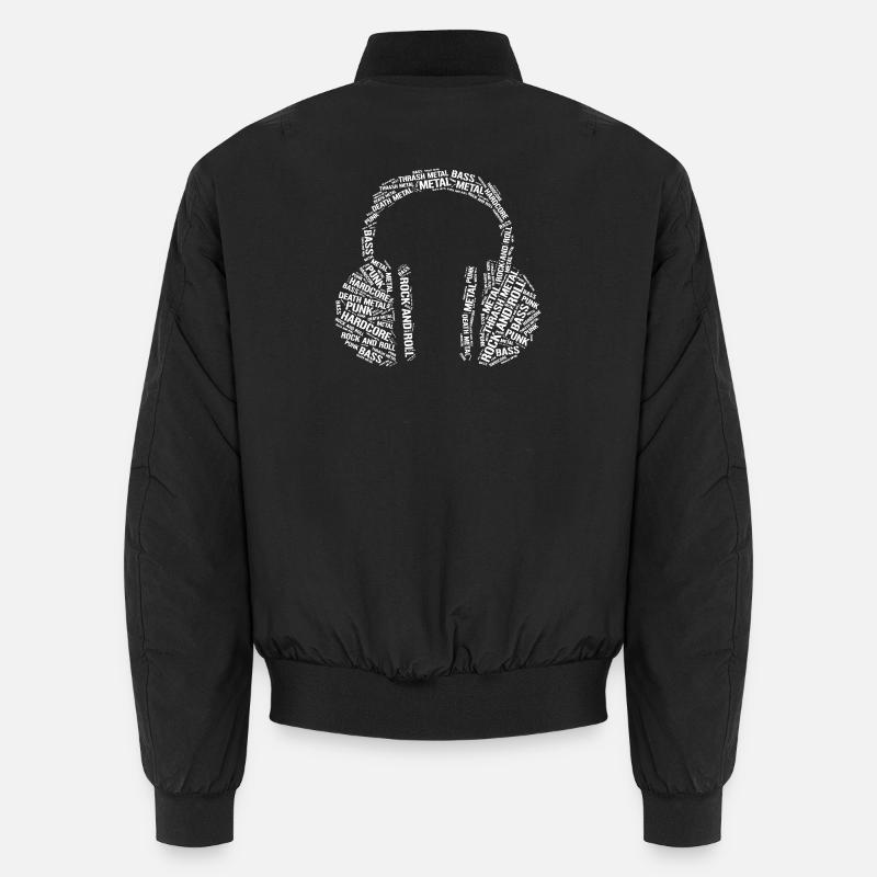 Gitarrenmusik Typografisches Kopfhörerdesign Unisex Bomberjacke