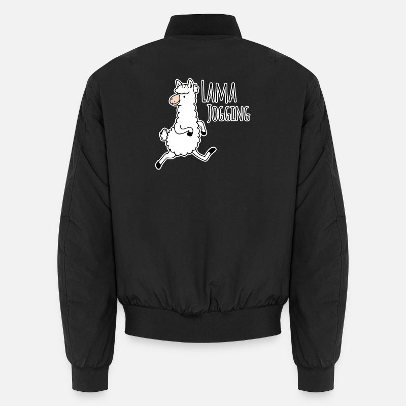 Llama jogging - funny llama goes jogging, join in Unisex Bomber Jacket