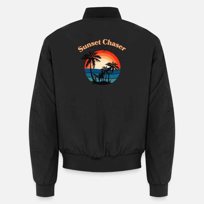 Retro Surfer Sunset Palm Tree Grafik Unisex Bomberjacke