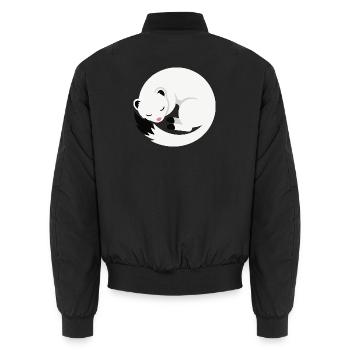 Cute sleeping ermine minimalist style - Unisex Bomber Jacket - black - Back - AI Model Male 185 light (185cm)