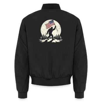 Bigfoot Lune Bigfoot patriotique drôle pour le 4e anniversaire - Bomber unisexe - noir - Dos - AI Model Male 185 light (185cm)