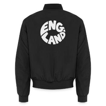 Engand Round Logo Printing Design - Unisex Bomber Jacket - black - Back - AI Model Male 185 light (185cm)