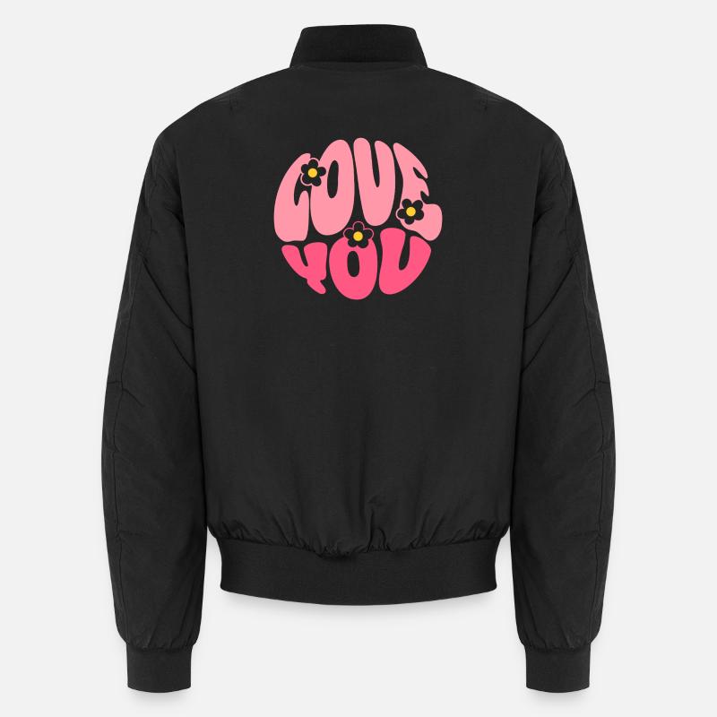 Love You Bubble Letters - Unisex Bomber Jacket - black