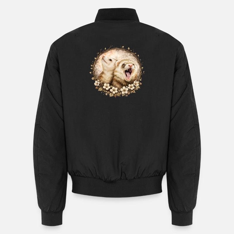 Frettchen im Blumenkreis - Unisex Bomberjacke - Schwarz