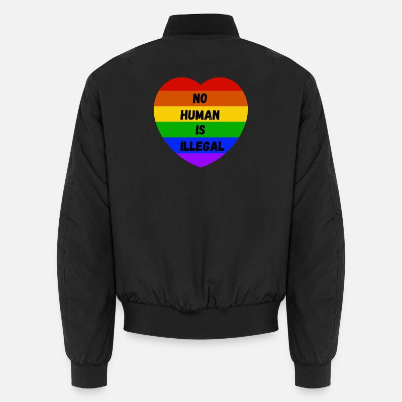 No Human Is Illegal - Unisex Bomber Jacket - black