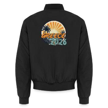 Grèce 2026 - Bomber unisexe - noir - Dos - AI Model Male 185 light (185cm)