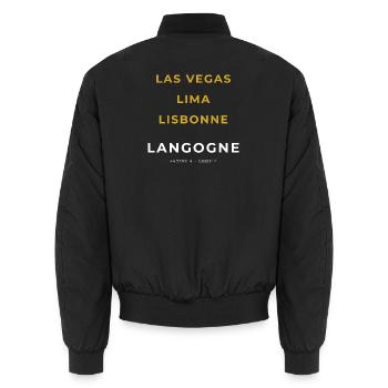 Langogne Lozère - Las Vegas - Lima - Lisbonne - Bomber unisexe - noir - Dos - AI Model Male 185 light (185cm)