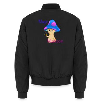 Magischer Pilz mit Zauberstab - Unisex Bomberjacke - Schwarz - Hinten - AI Model Male 185 light (185cm)