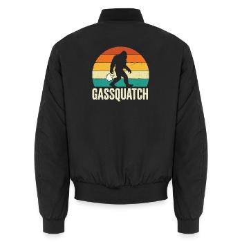 Gassquatch – lustiges Bigfoot-Sasquatch-Wandern - Unisex Bomberjacke - Schwarz - Hinten - AI Model Male 185 light (185cm)
