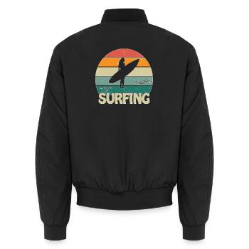 Surfing Sunset Woman - Unisex Bomberjacke - Schwarz - Hinten - AI Model Male 185 light (185cm)