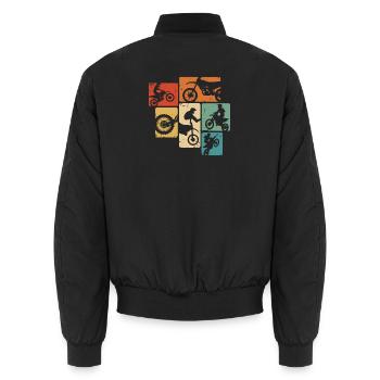 Dirt Bike Retro Motocross Enduro Motorrad - Unisex Bomberjacke - Schwarz - Hinten - AI Model Male 185 light (185cm)