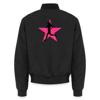 Laufen / Running / Jogging / Joggen / Marathon - Unisex Bomberjacke - Schwarz - Hinten - AI Model Male 185 light (185cm)