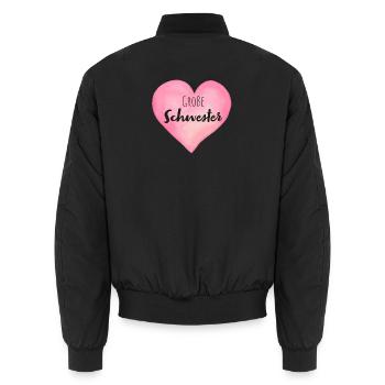 Große Schwester Herz - Unisex Bomberjacke - Schwarz - Hinten - AI Model Male 185 light (185cm)