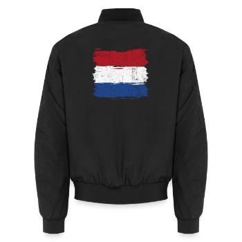 Brushstroke Dutch Flag - Unisex Bomber Jacket - black - Back - AI Model Male 185 light (185cm)