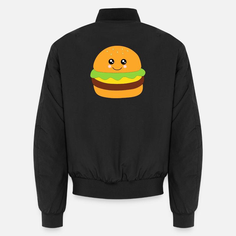 Kawaii, Burger, fast food - Unisex Bomberjacke - Schwarz