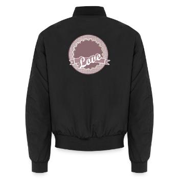 Étiquette nostalgique en rose sombre avec beaucoup d’amour - Bomber unisexe - noir - Dos - AI Model Male 185 light (185cm)