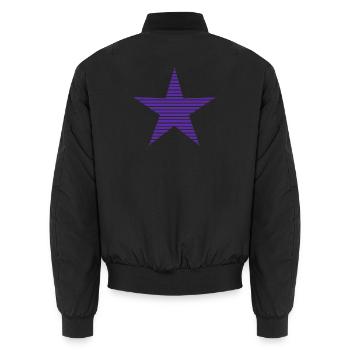 STAR. STARS. STAR. FEAST. ANNIVERSARY. CHRISTMAS - Unisex Bomber Jacket - black - Back - AI Model Male 185 light (185cm)
