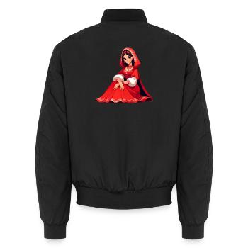 Ded Moroz Snegurotschka russischer Weihnachtsmann - Unisex Bomberjacke - Schwarz - Hinten - AI Model Male 185 light (185cm)
