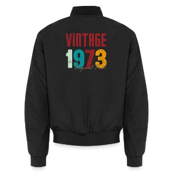 Vintage 1973 Original Part - Unisex Bomber Jacket - black - Back - AI Model Male 185 light (185cm)