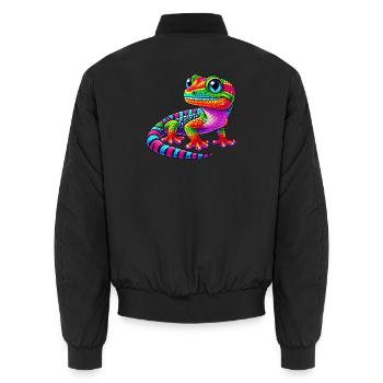 Gecko - Unisex Bomber Jacket - black - Back - AI Model Male 185 light (185cm)