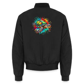 Turtle - Unisex Bomber Jacket - black - Back - AI Model Male 185 light (185cm)