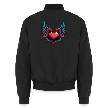 Herz mit Flügeln - Unisex Bomberjacke - Schwarz - Hinten - AI Model Male 185 light (185cm)