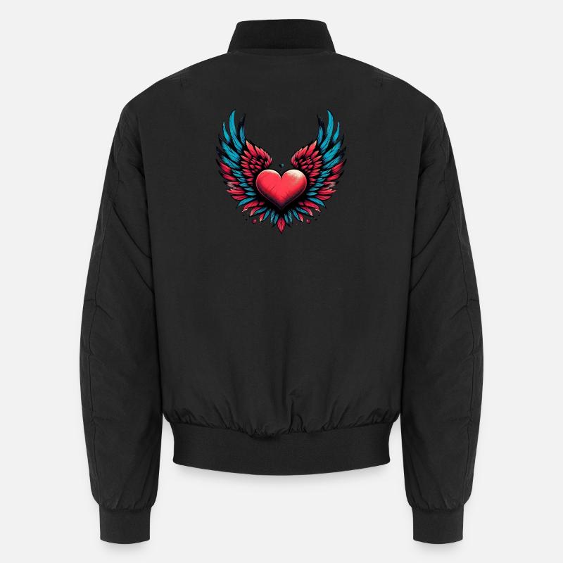 Heart with Wings - Unisex Bomber Jacket - black