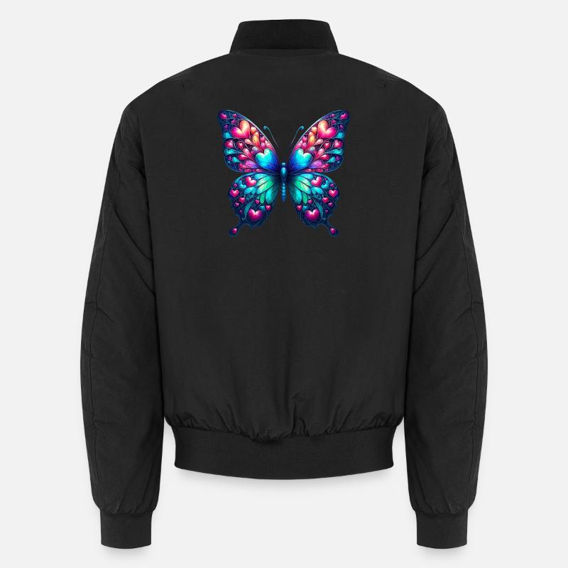 Coeur papillon coeurs petits coeurs - Bomber unisexe - noir