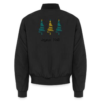 NOËL. JOYEUX NOËL. MERRY CHRISTMAS. SAPIN. NATURE. - Bomber unisexe - noir - Dos - AI Model Male 185 light (185cm)