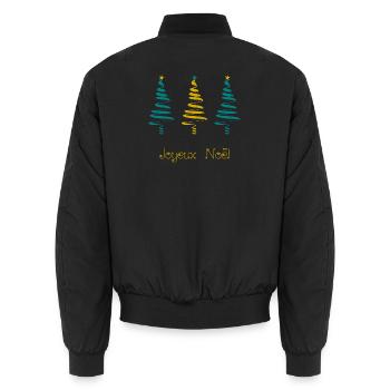 CHRISTMAS. MERRY CHRISTMAS. FIR. HAPPY NEW YEAR - Unisex Bomber Jacket - black - Back - AI Model Male 185 light (185cm)