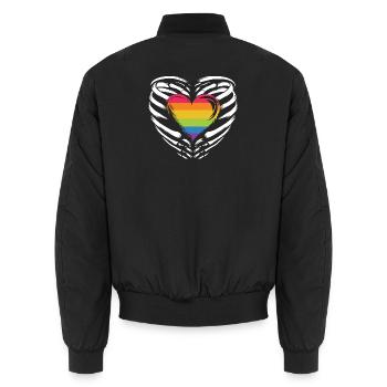 LGBTQ Pride Monat - Regenbogenherz - Unisex Bomberjacke - Schwarz - Hinten - AI Model Male 185 light (185cm)