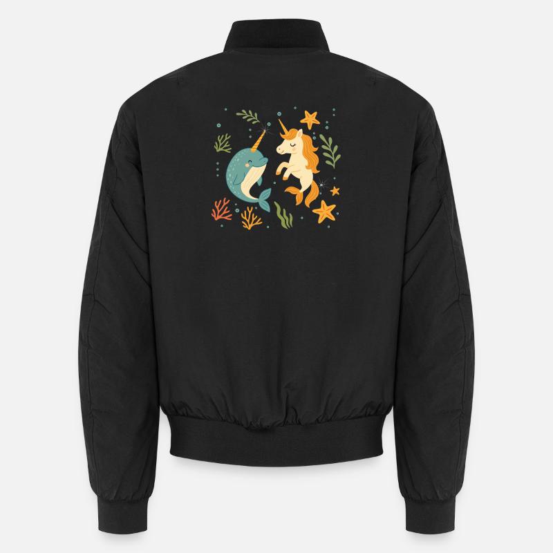 Mignonne licorne de mer et un narval joyeux Bomber unisexe