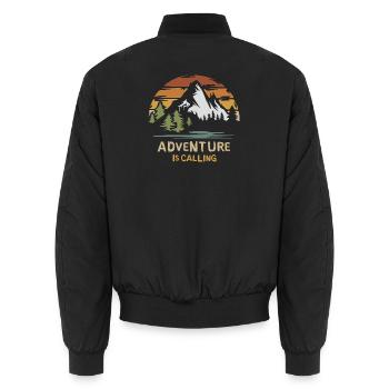 Adventure is calling - vintage Berg Silhouette - Unisex Bomberjacke - Schwarz - Hinten - AI Model Male 185 light (185cm)