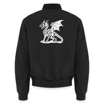 Mythical Dragon Skeleton Illustration - Unisex Bomber Jacket - black - Back - AI Model Male 185 light (185cm)