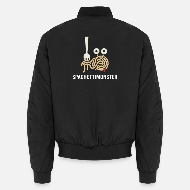 Spaghetti Monster mit Gabel - Unisex Bomberjacke - Schwarz