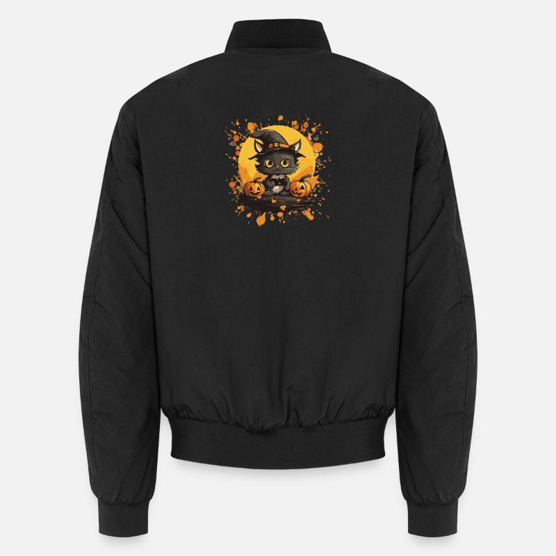 Halloween Cat with Pumpkin Unisex Bomber Jacket