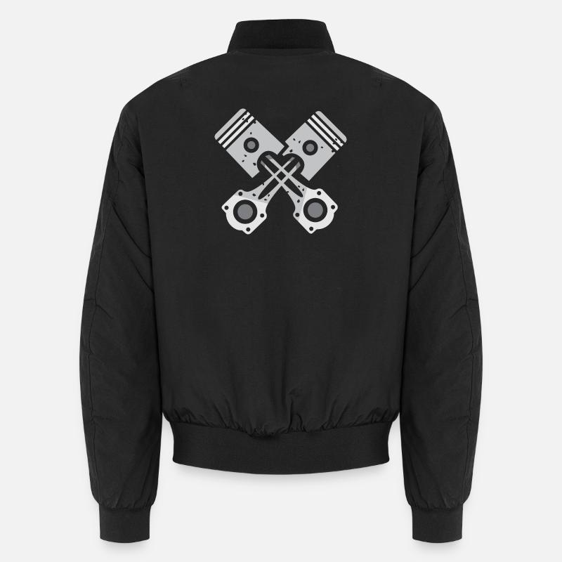 Piston croisé gris conception mécanique Bomber unisexe