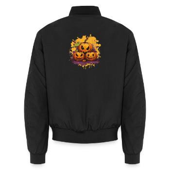 Pumpkin Gang Halloween Print - Unisex Bomber Jacket - black - Back - AI Model Male 185 light (185cm)