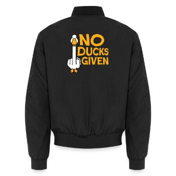 Goose No Ducks Given Middle Finger Naughty Duck Cool - Unisex Bomber Jacket - black - Back - AI Model Male 185 light (185cm)