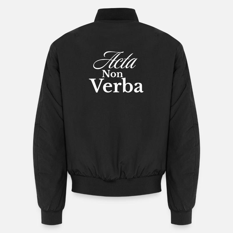 Acta Non Verba – Deeds, not words Unisex Bomber Jacket