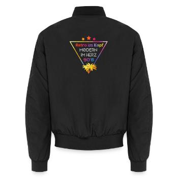 Retro Head Modern Heart 90s Flair - Unisex Bomber Jacket - black - Back - AI Model Male 185 light (185cm)