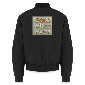 Golden White Water Typografie - Unisex Bomberjacke - Schwarz - Hinten - AI Model Male 185 light (185cm)