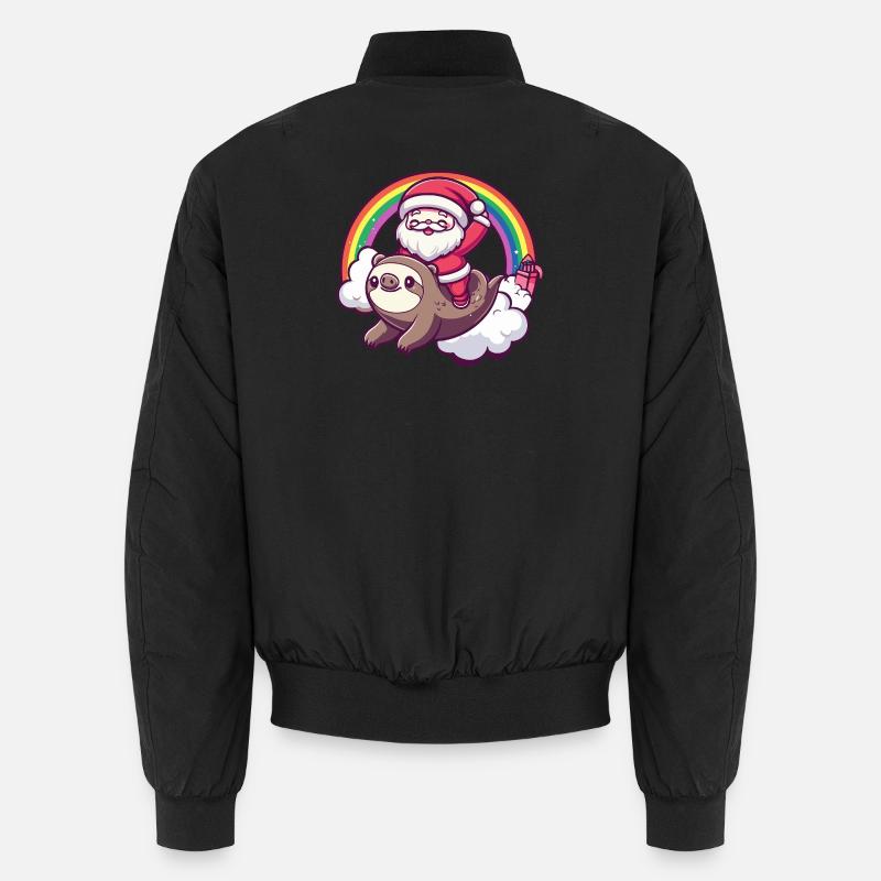 Faultier Weihnachtsmann Weihnachten - Unisex Bomberjacke - Schwarz