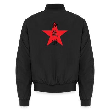 Aikido – Kampfsport – Aikido - Unisex Bomberjacke - Schwarz - Hinten - AI Model Male 185 light (185cm)