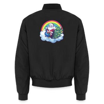 Pfau Vogel Weihnachtsmann Weihnachten - Unisex Bomberjacke - Schwarz - Hinten - AI Model Male 185 light (185cm)