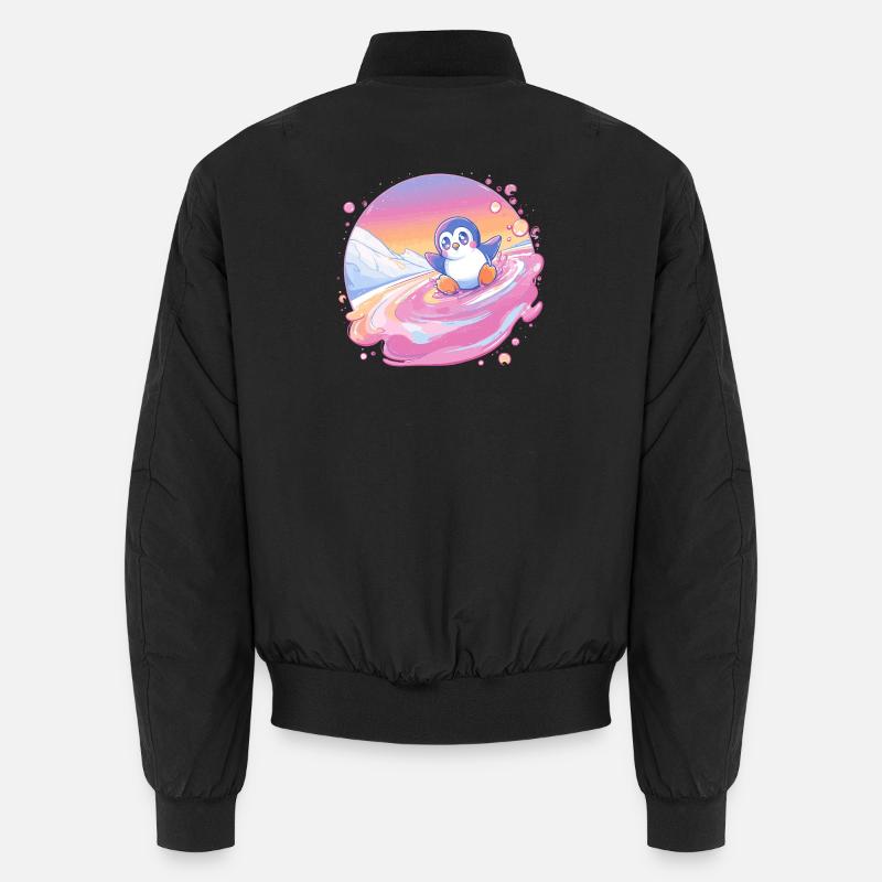 Pastel Penguin Spritz - Unisex Bomber Jacket - black